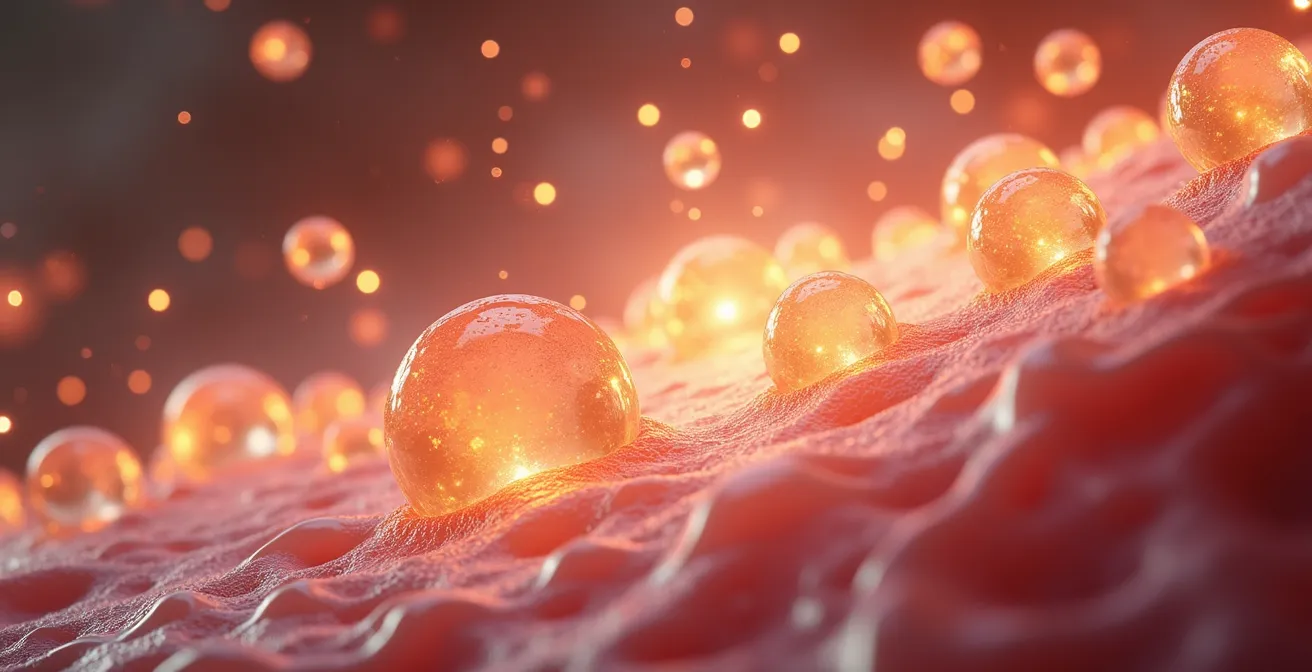 Illustration conceptuelle des molécules clés hydratantes et réparatrices de la peau